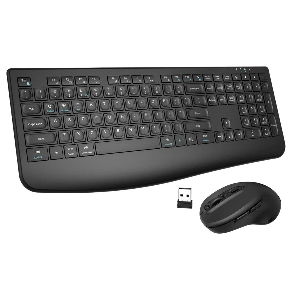 EDJO Wireless Keyboard and Mouse Combo 2.4G Full-Sized Ergonomic Black C231S